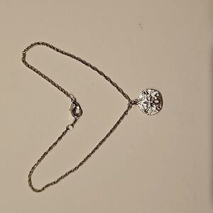 SAND DOLLAR Silvertone 9" Angle Bracelet